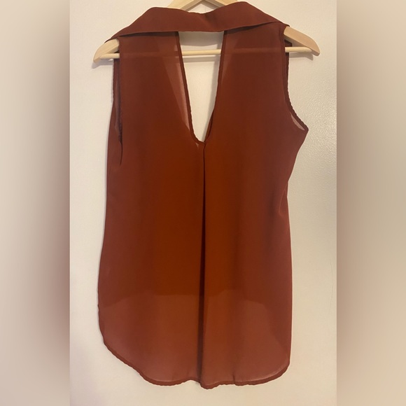 The Arte by Zenana Terra Cotta/Dark Rust or Brick Red Tank top sheer Blouse - Picture 2 of 4